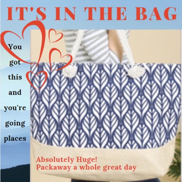 AbsolutelyKate Boutique Handbags - TOTE BAG Absolutely Huge! ~ Vibrant Blue-White  🆕